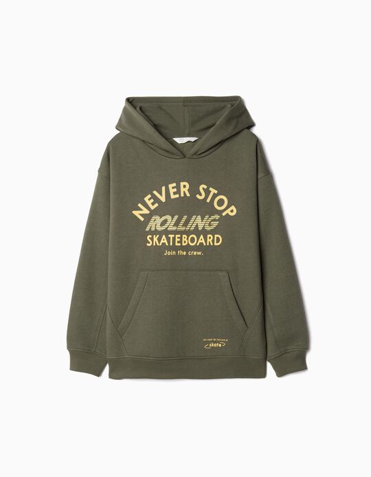 Comprar Online Sweatshirt Capuz Estampado, Menino, Verde Escuro