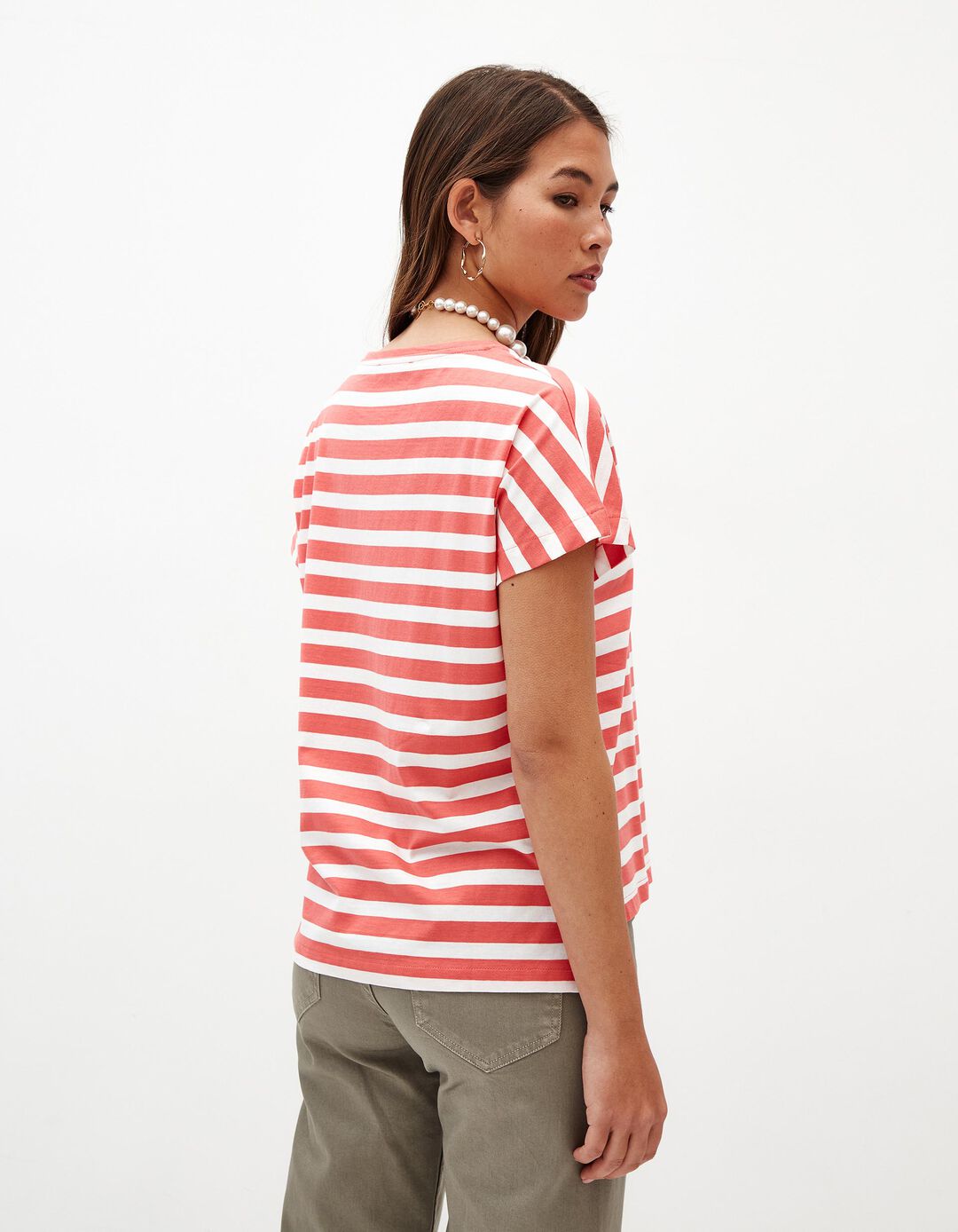 T-shirt Riscas, Mulher, Rosa