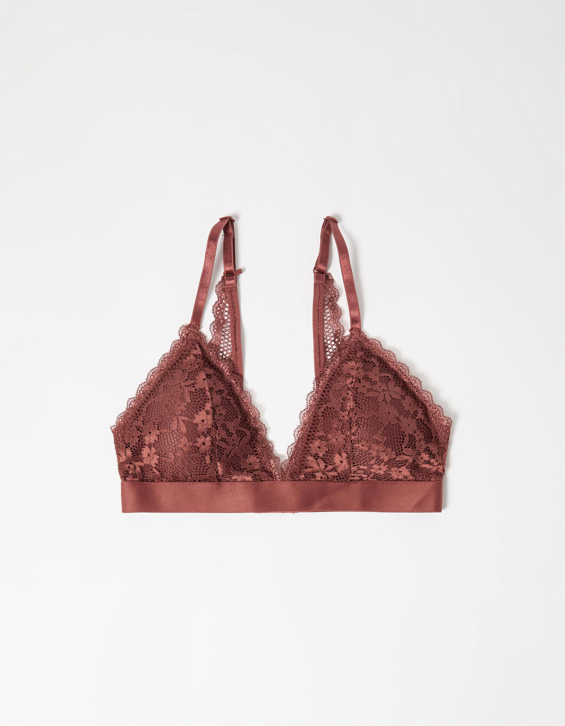 Comprar Online Bralette de Renda com Al&ccedil;as Vers&aacute;teis, Mulher, Castanho