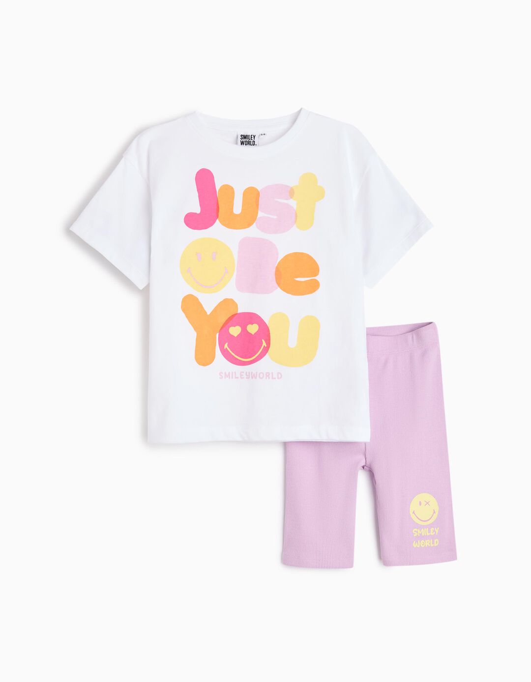 Conjunto T-shirt e Leggings 'Smiley World', Menina, Branco
