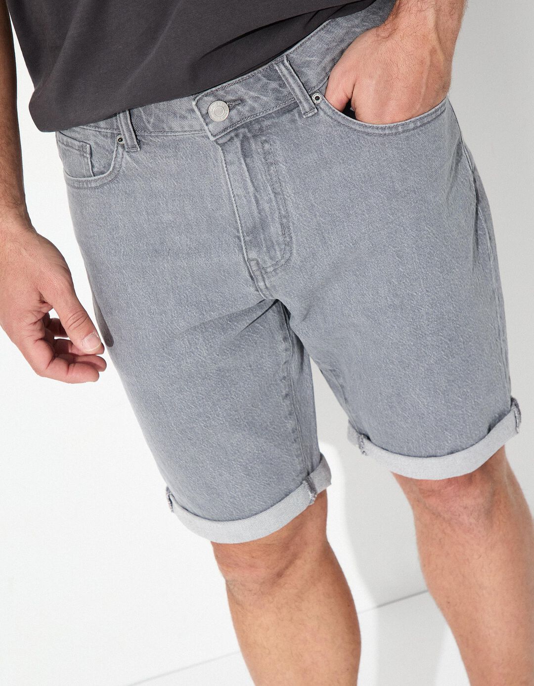Calções de Ganga 'Slim fit', Homem, Cinzento Claro