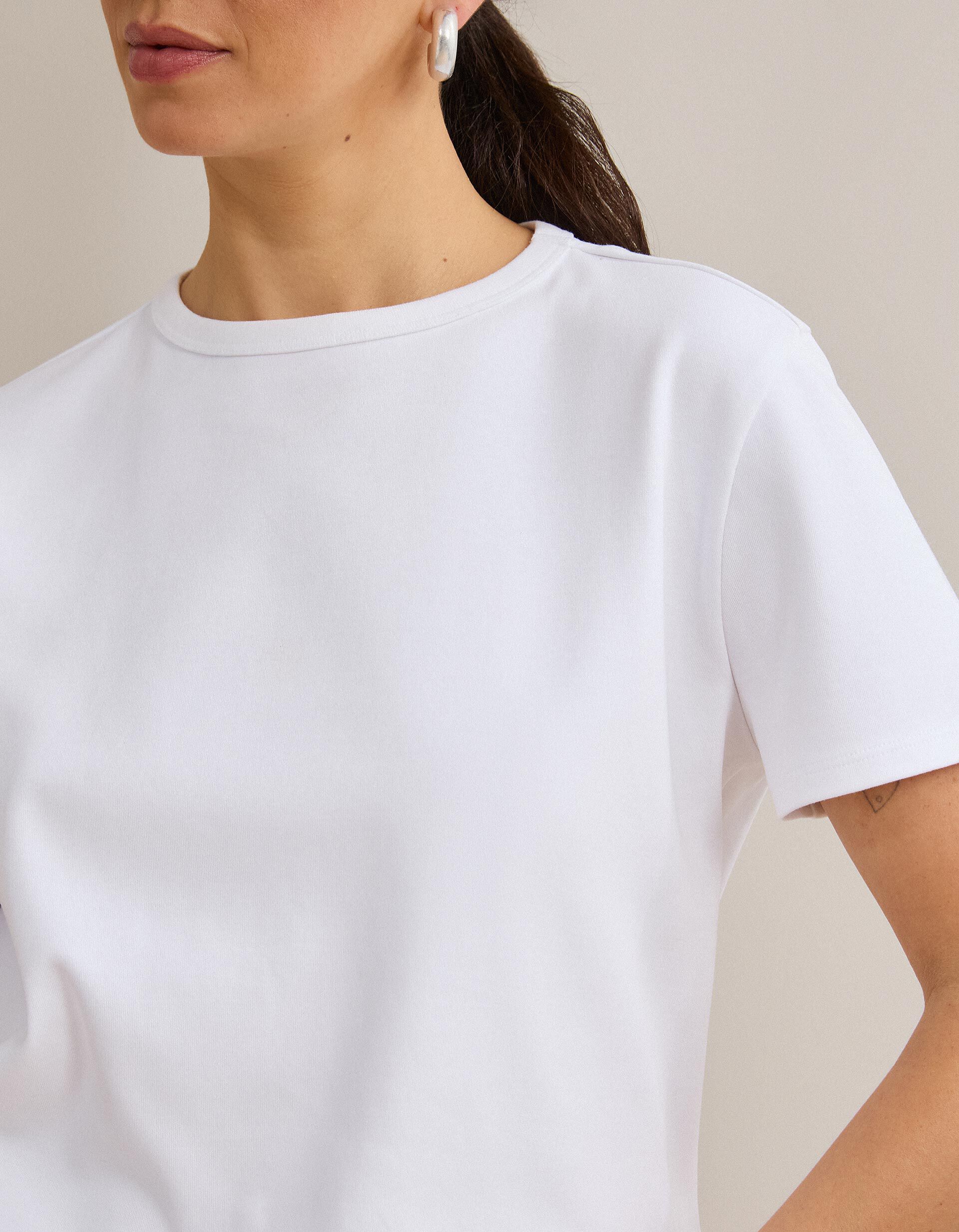 Comprar Online T-shirt Interlock Manga Curta, Mulher, Branco