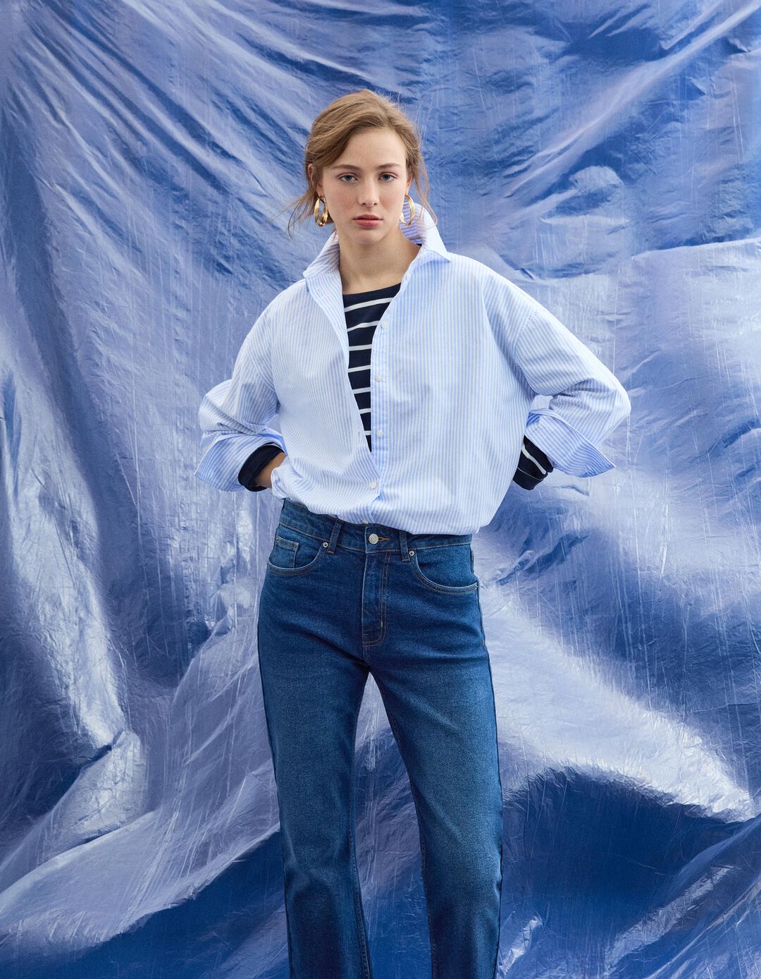 Camisa Oxford, Mulher, Azul Claro