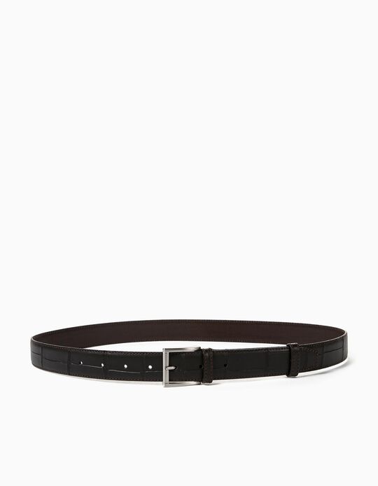Comprar Online Cinto Pele Efeito Crocodilo, Homem, Castanho