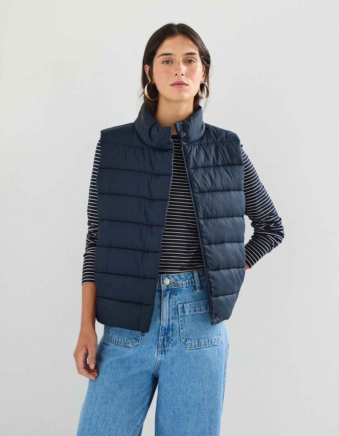 Colete Acolchoado, Mulher, Azul Escuro