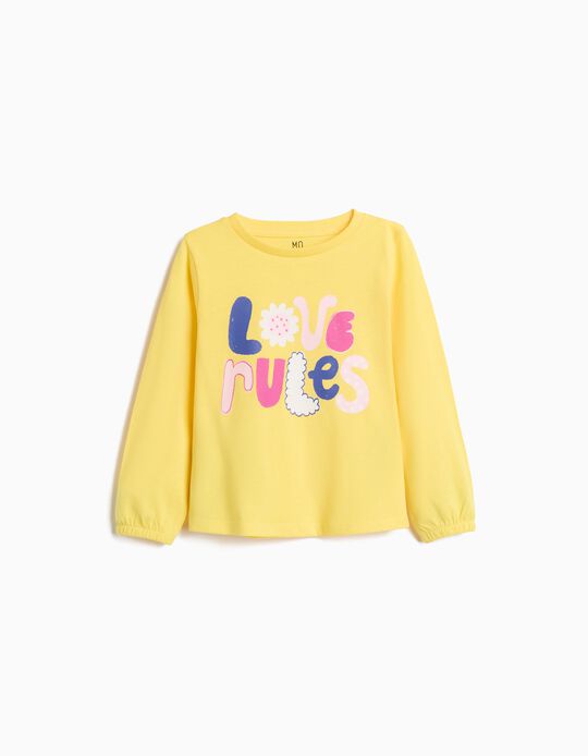 Comprar Online T-shirt Estampada Manga Comprida, Menina, Amarelo