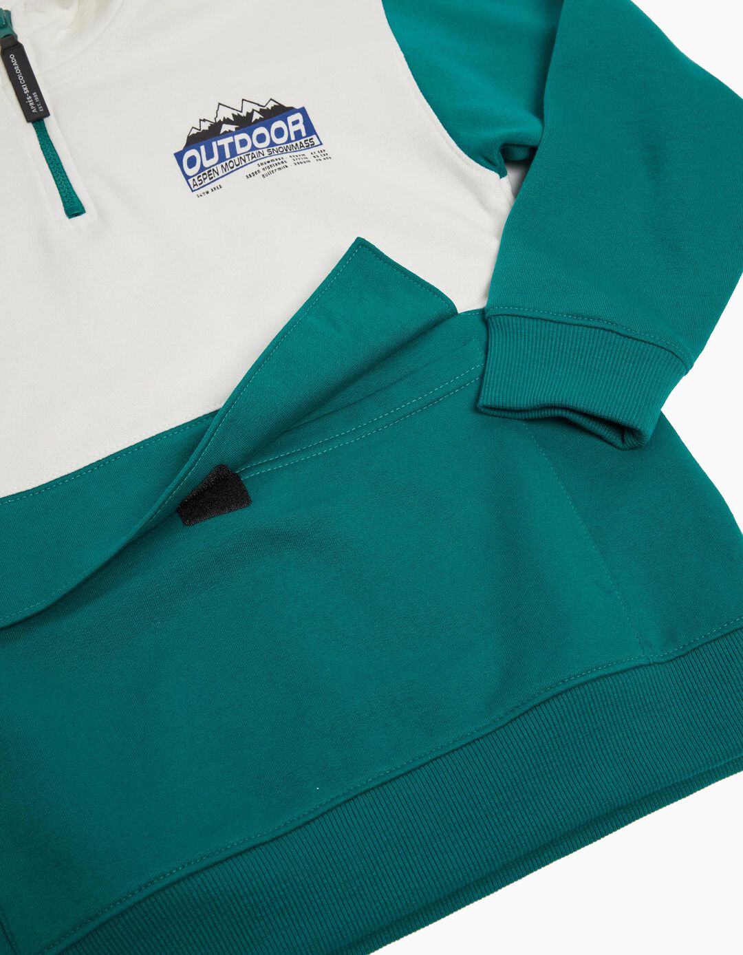 Sweatshirt Capuz Bolso, Menino, Verde