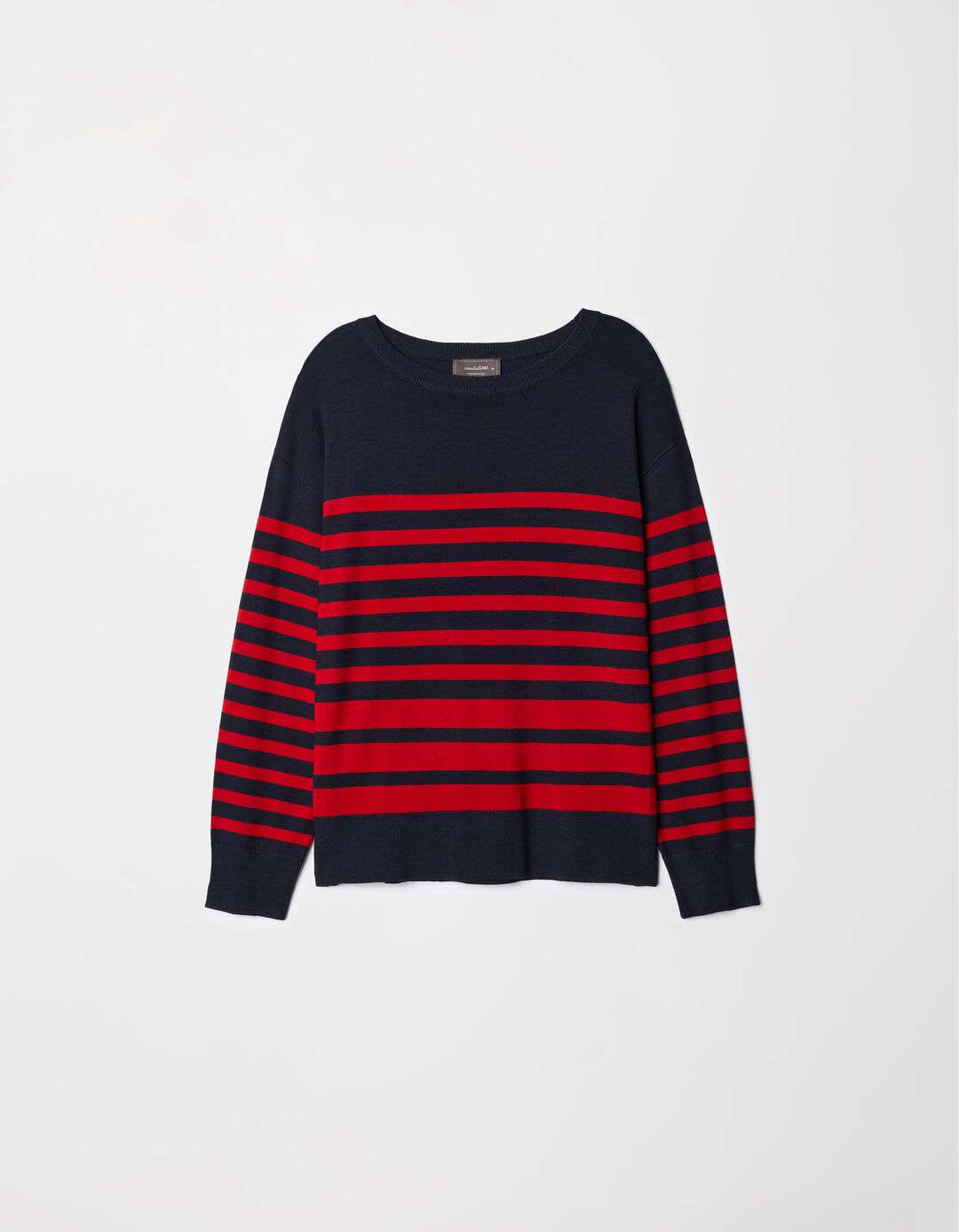 Camisola de Malha Riscas Decote Redondo, Mulher, Multicor
