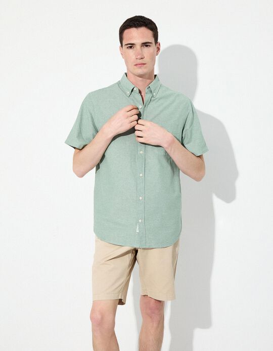 Comprar Online Camisa de Manga Curta, Homem, Verde Claro 