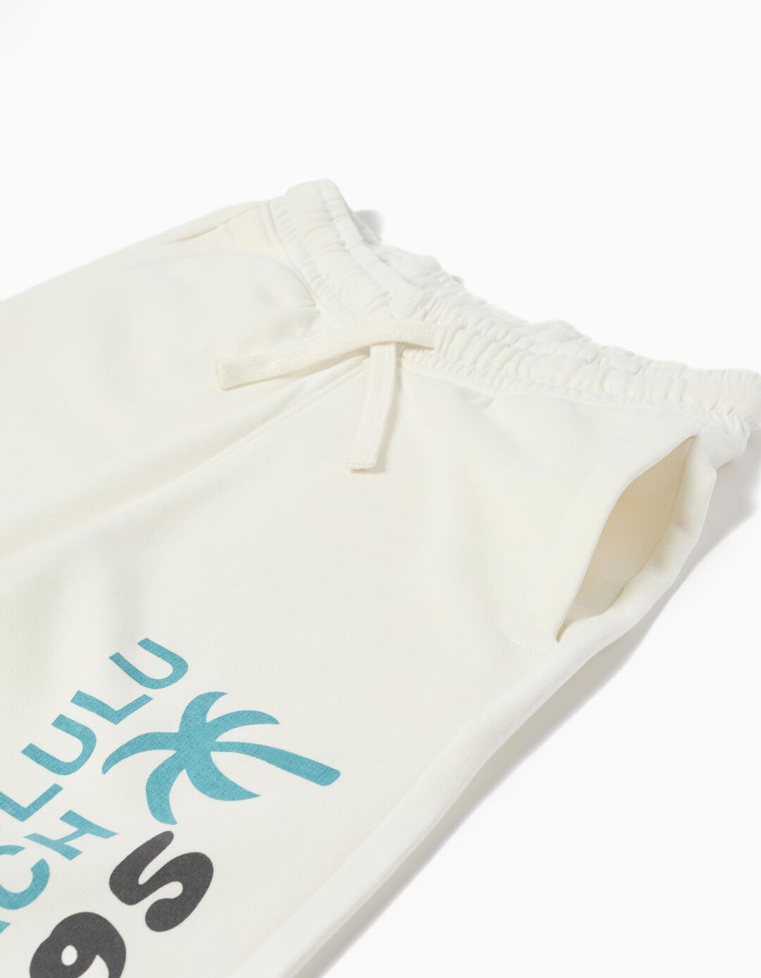 Calções Print Fleece, Menino, Branco 