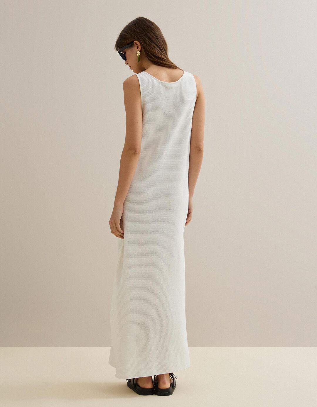 Vestido Malha Tricotada, Mulher, Bege Claro