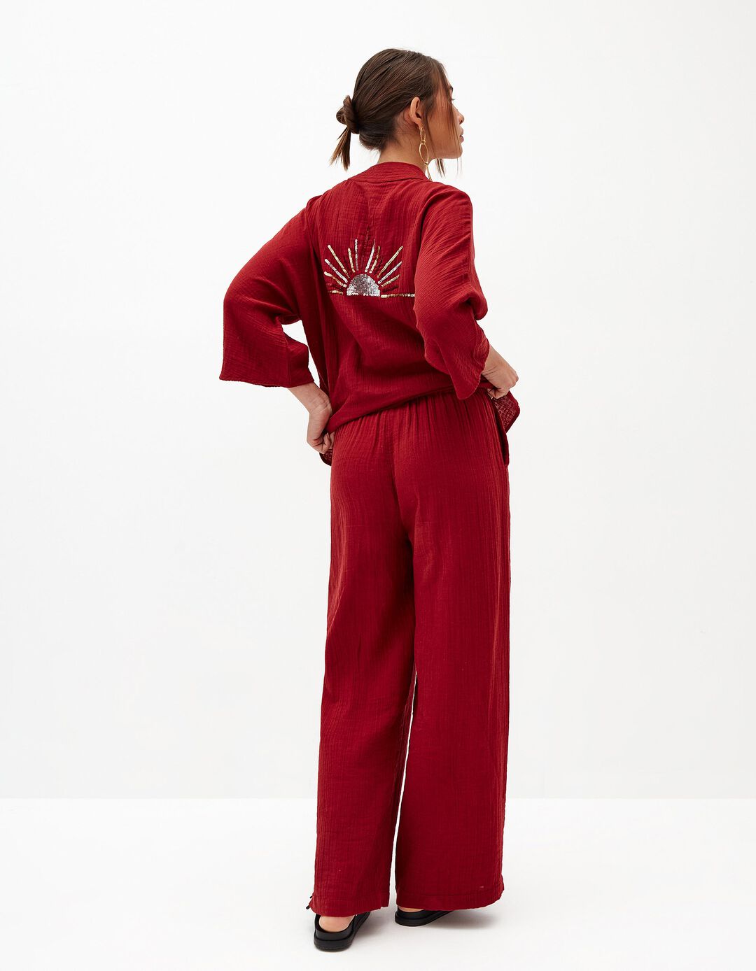 Calças, Mulher, Vermelho Escuro