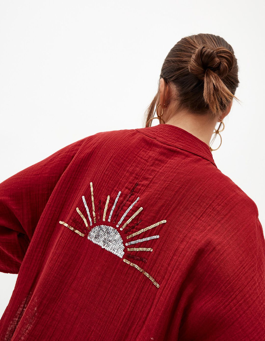 Kimono, Mulher, Vermelho Escuro 