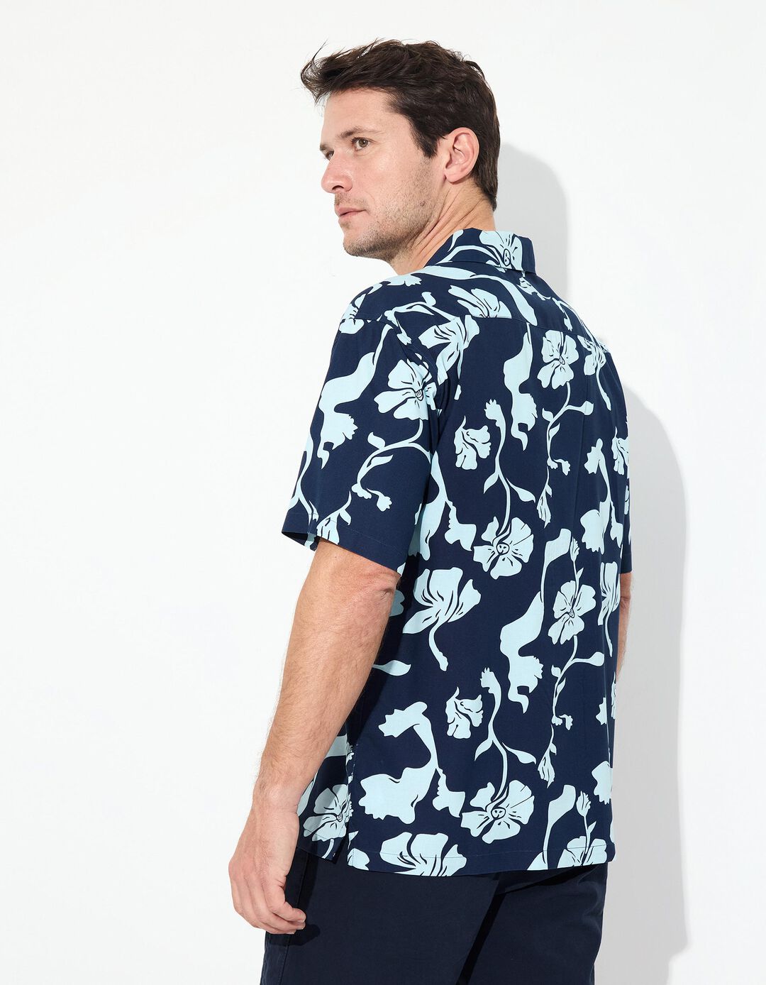 Camisa de Manga Curta, Homem, Azul Escuro 