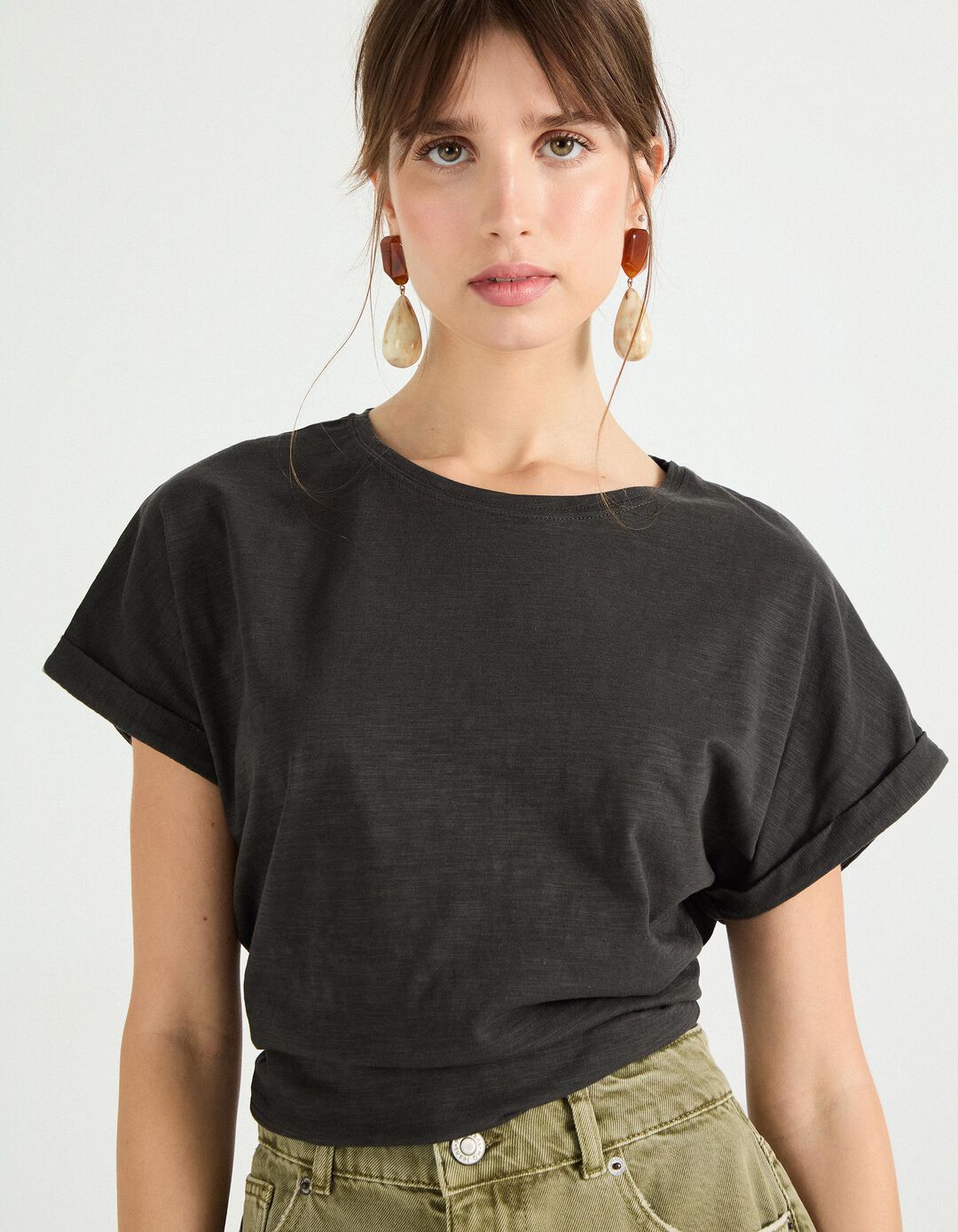 T-shirt, Mulher, Cinzento Escuro