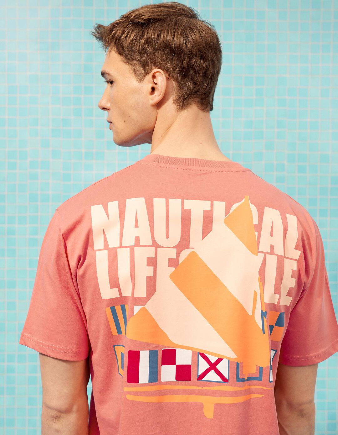 T-shirt Estampada, Homem, Laranja