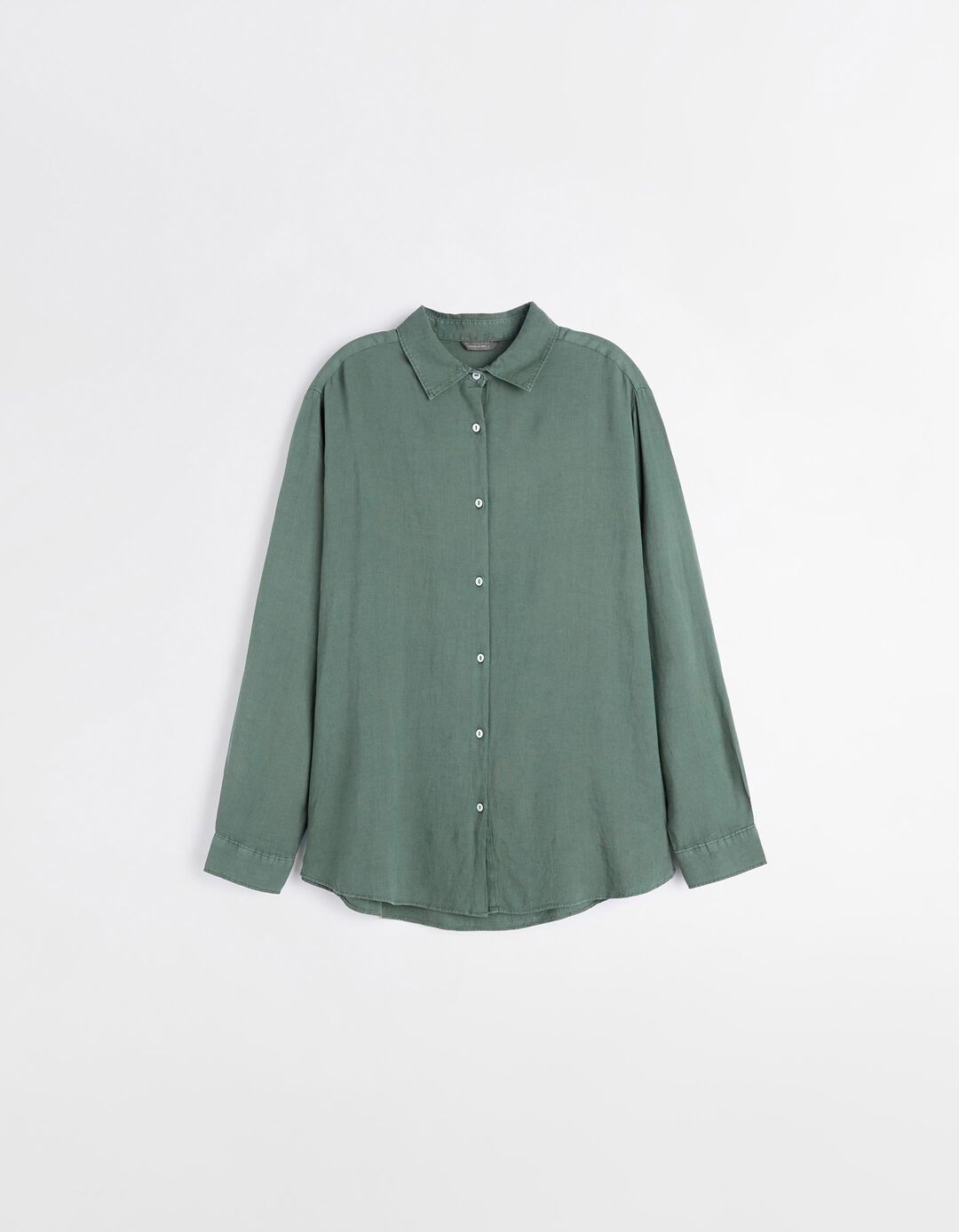 Camisa com Linho, Mulher, Verde Escuro