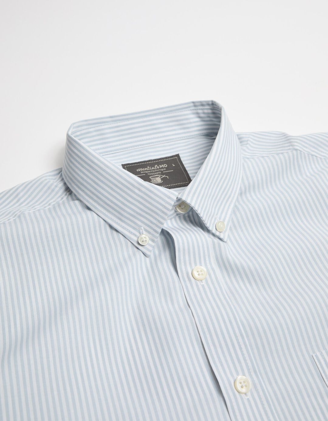 Camisa de Manga Curta Riscas, Homem, Azul Claro