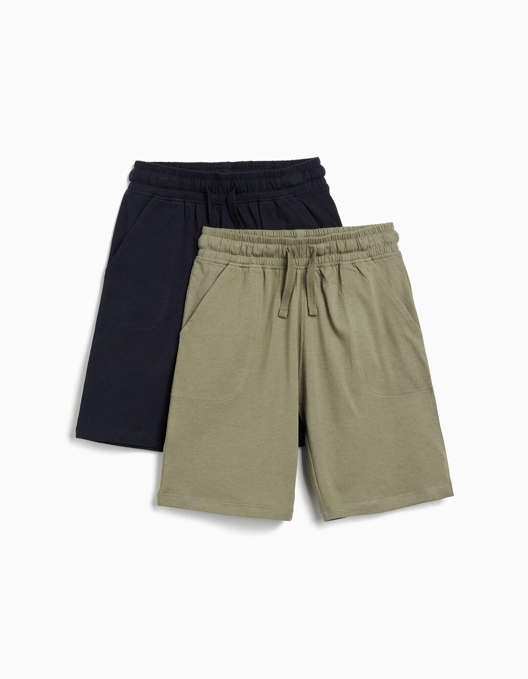 Pack 2 Calções Jersey, Menino, Verde Escuro 