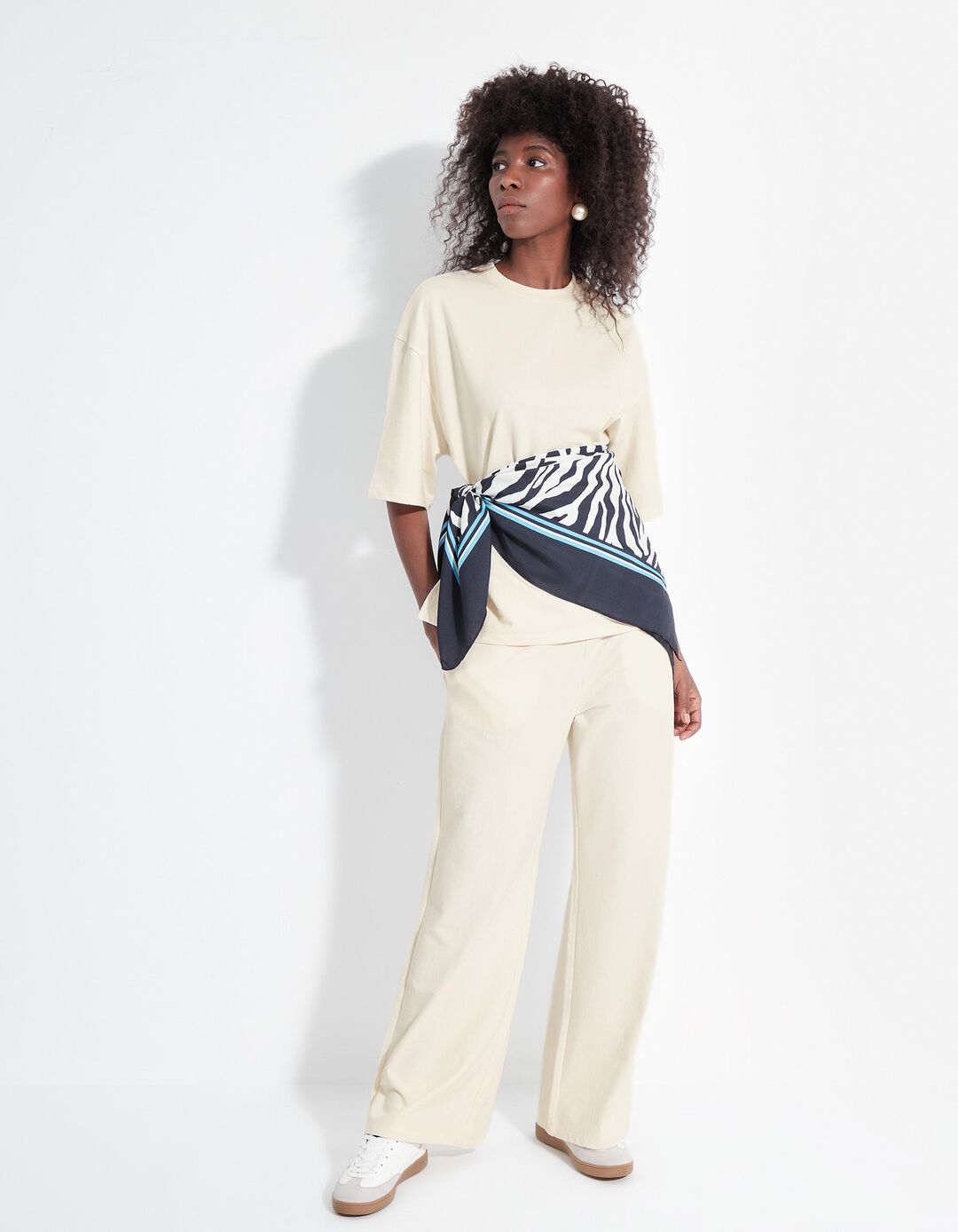 Joggers Wide Leg, Mulher, Bege Claro