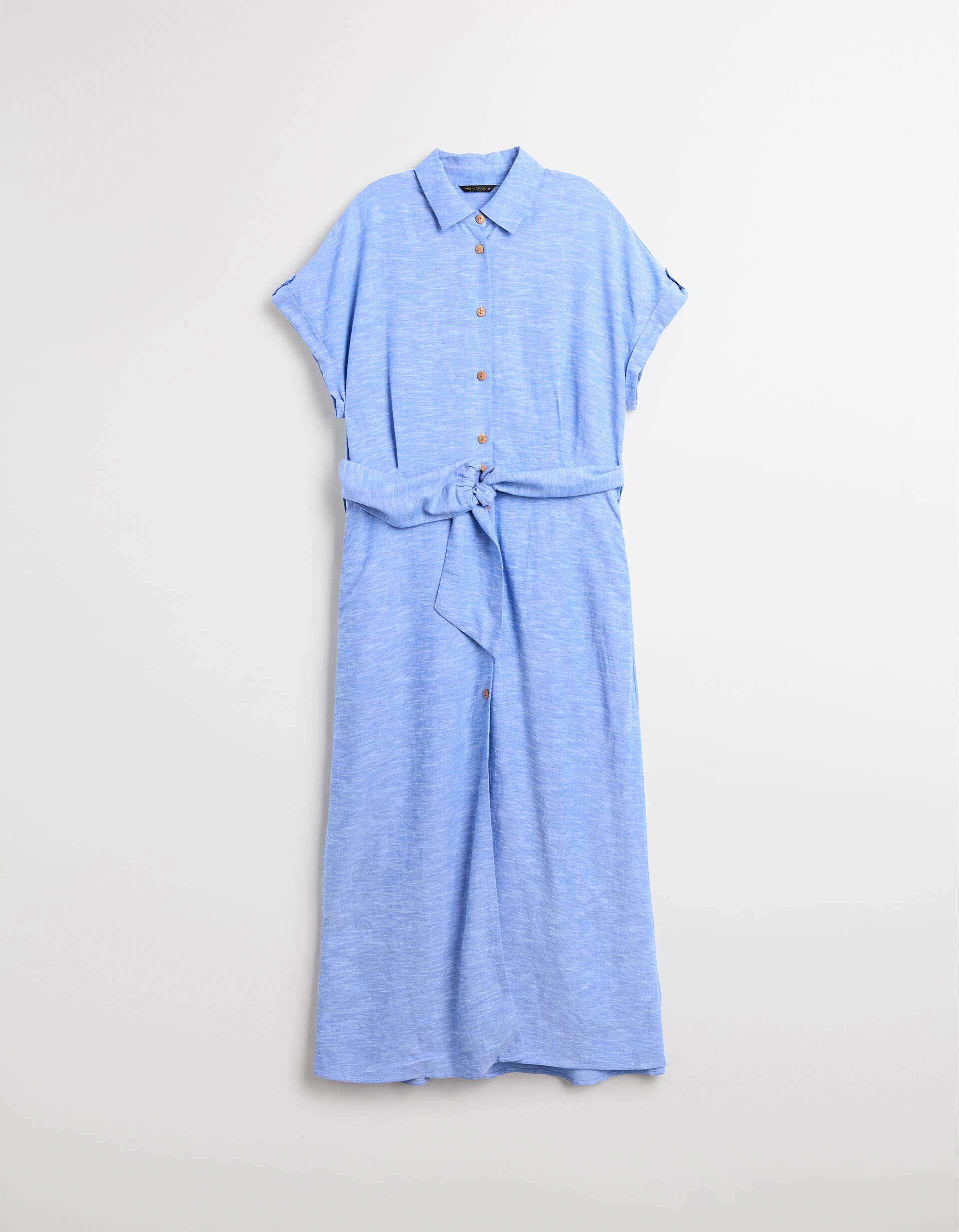 Comprar Online Vestido com Linho, Mulher, Azul 