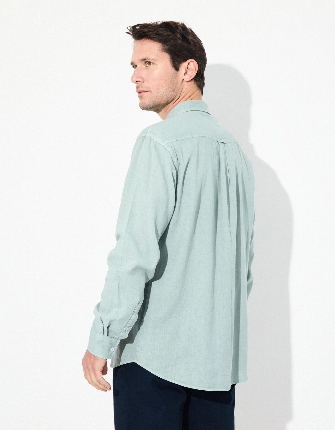 Camisa com Linho, Homem, Verde