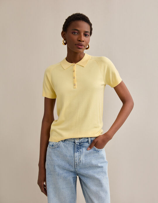 Comprar Online Polo de Malha, Mulher, Amarelo Claro