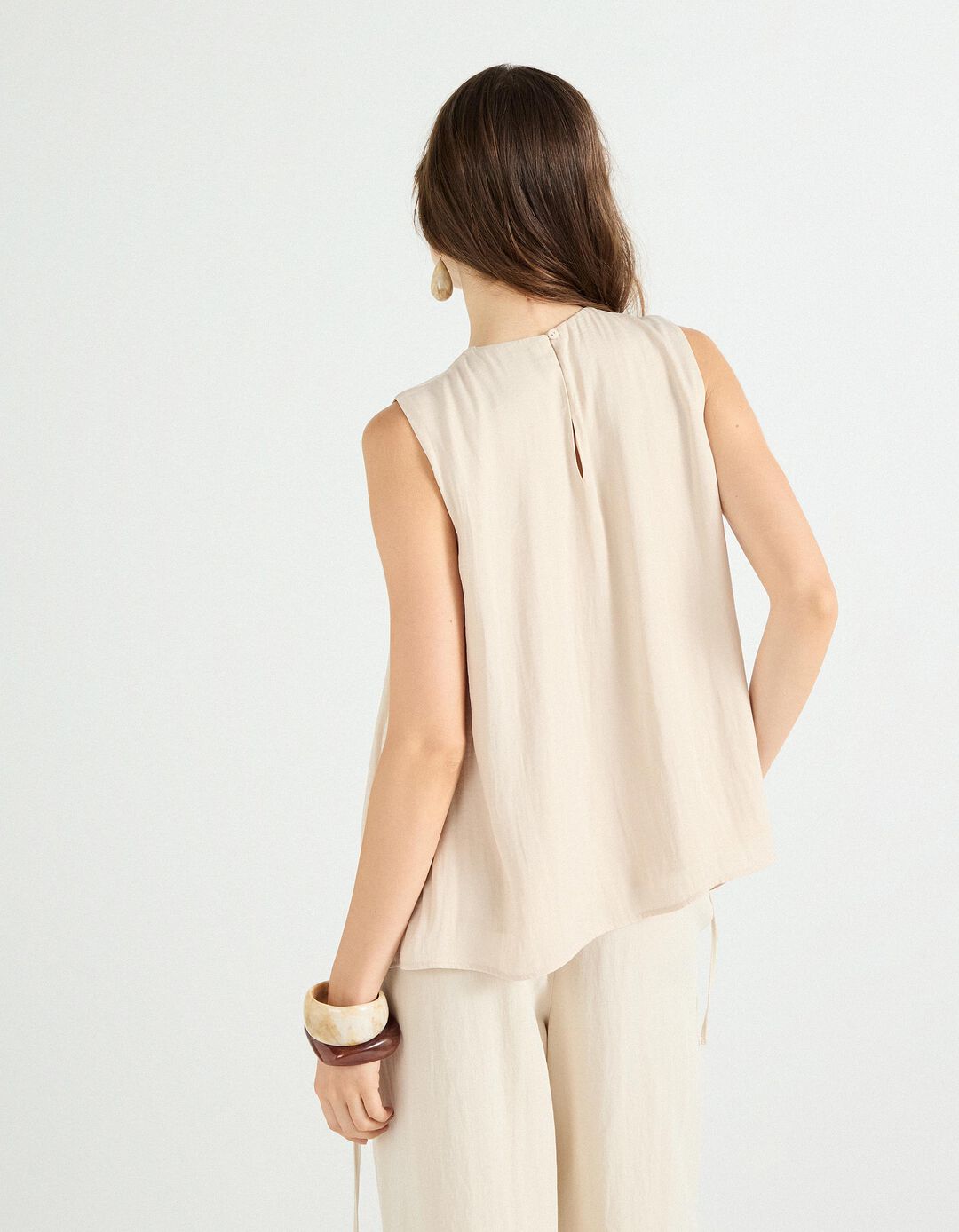 Blusa sem Mangas, Mulher, Bege