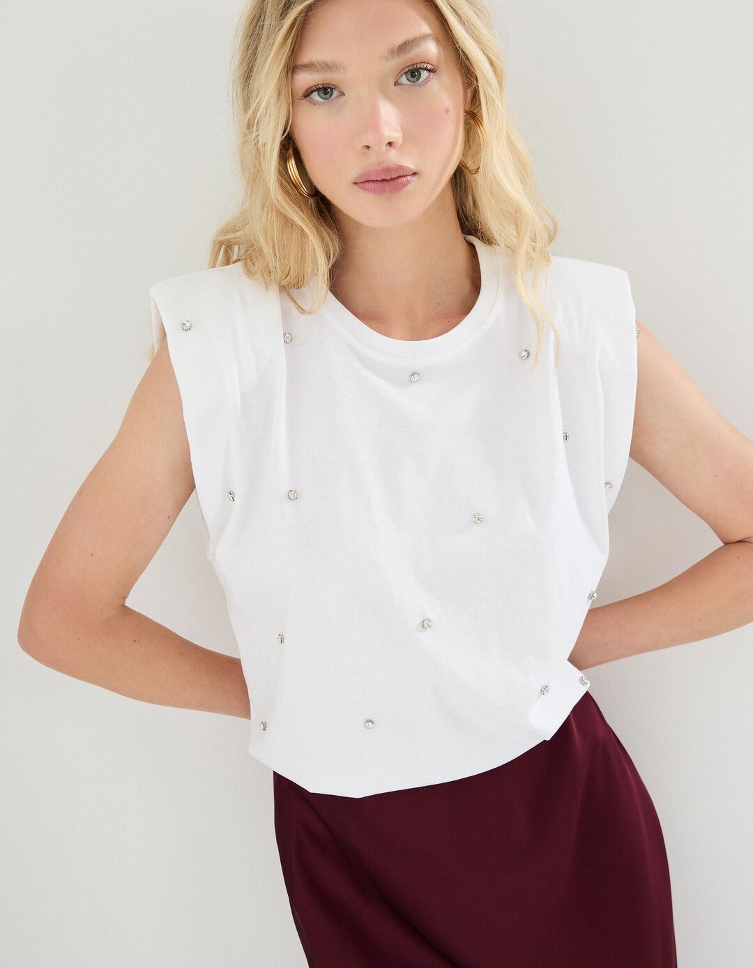 T-shirt sem Mangas, Mulher, Branco