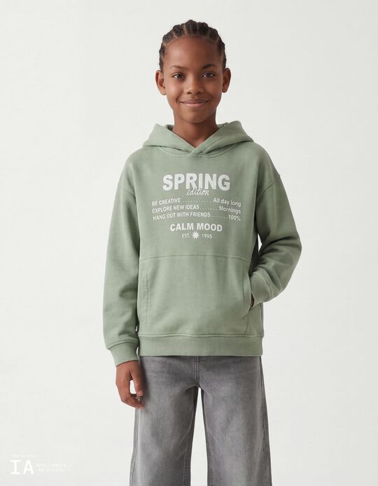 Comprar Online Sweatshirt com Capuz, Menino, Verde Claro
