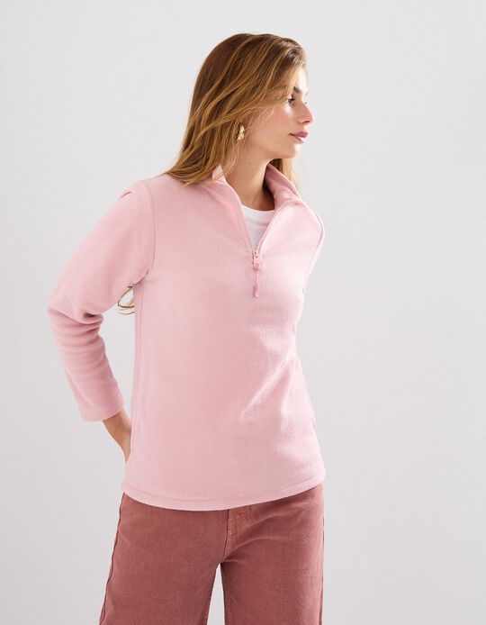 Comprar Online Camisola Polar com Fecho, Mulher, Rosa