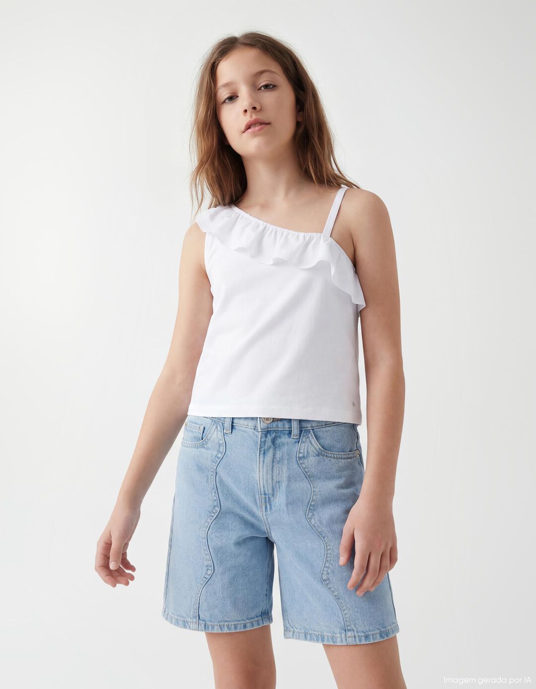 Top Folho, Menina, Branco