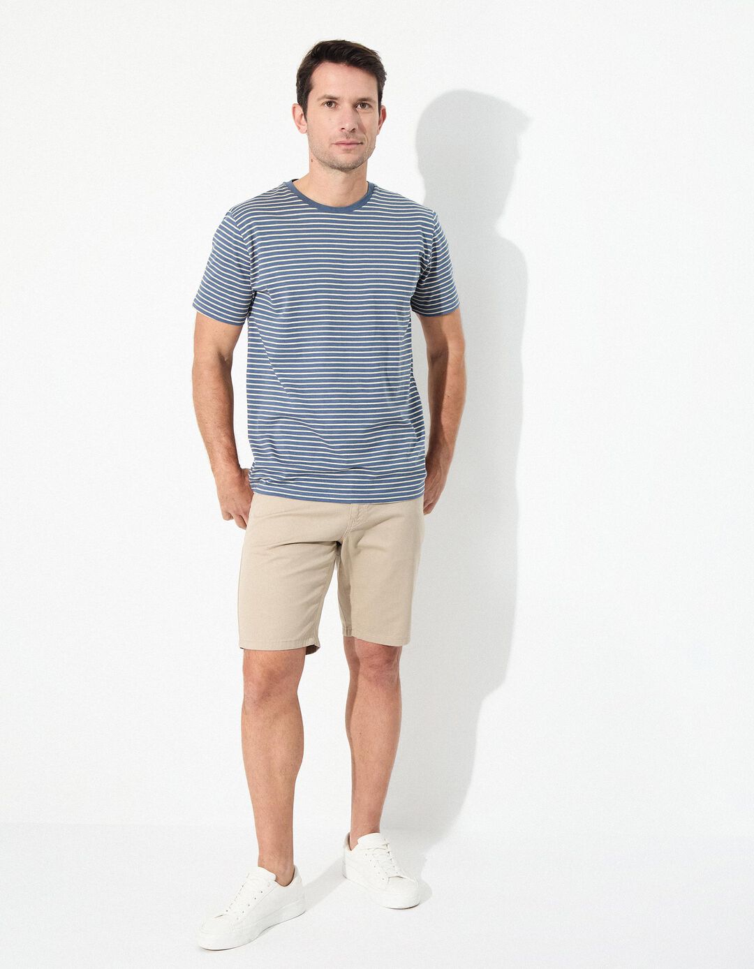 T-shirt Riscas, Homem, Azul