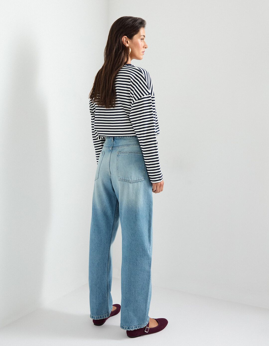 Calças de Ganga 'Relaxed Fit', Mulher, Azul 