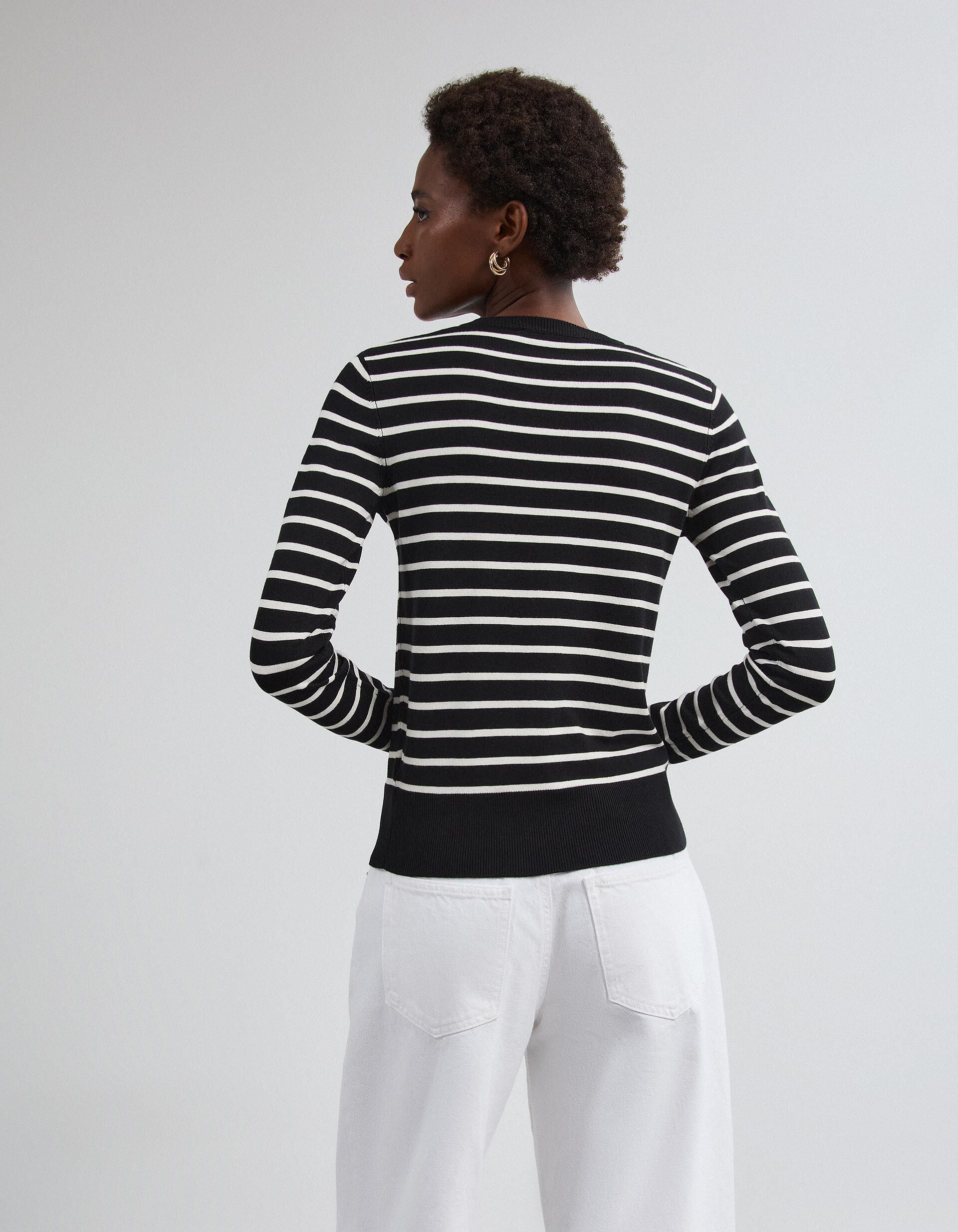 Comprar Online Camisola De Manga Comprida &Agrave;s Riscas, Mulher, Preto