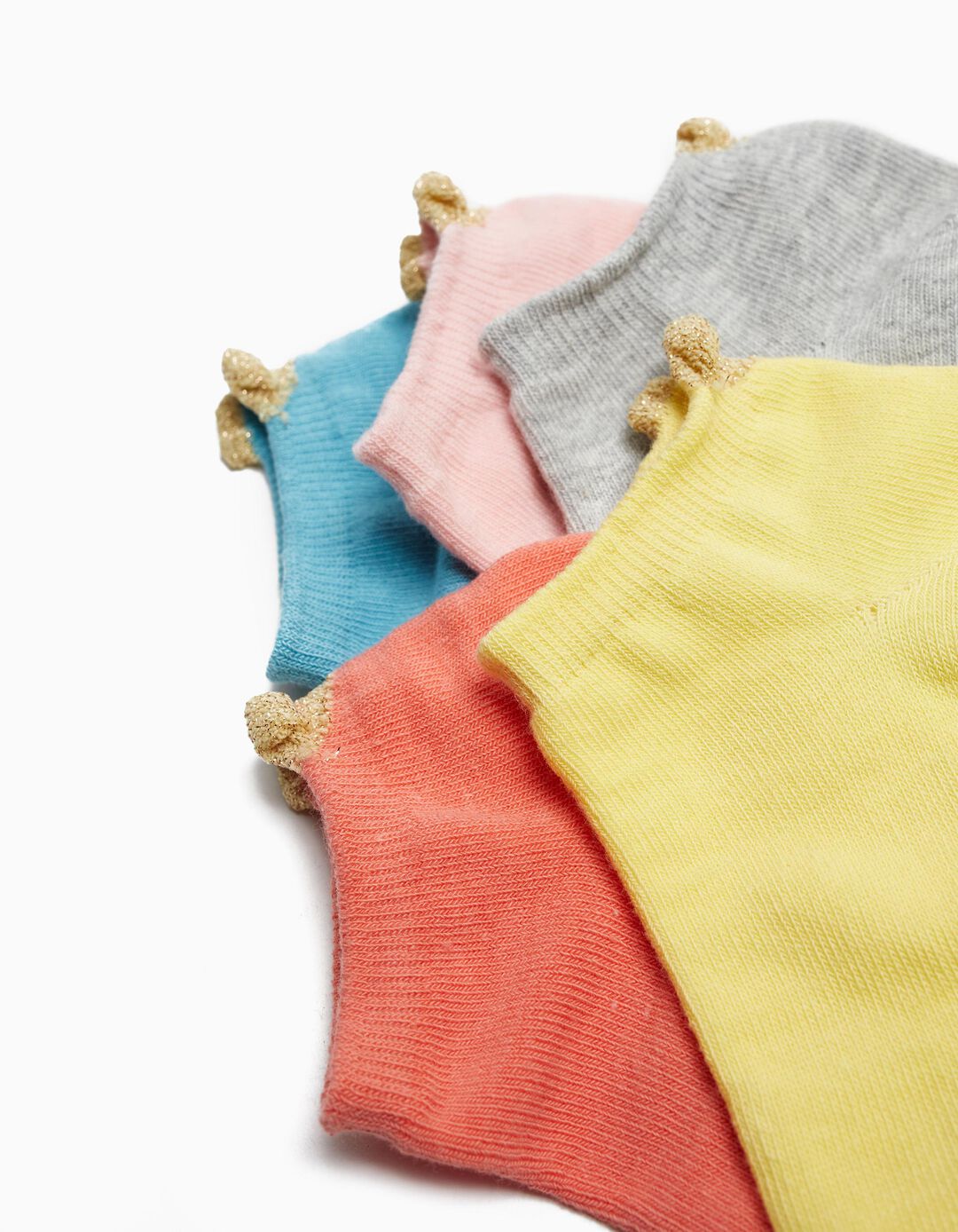 Pack 5 Pares de Meias Tornozelo, Menina, Multicor 