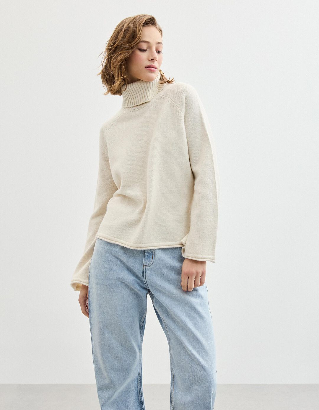 Camisola com L&atilde;, Mulher, Bege Claro