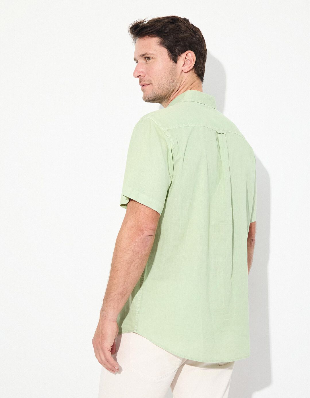 Camisa com Linho, Homem, Verde Claro