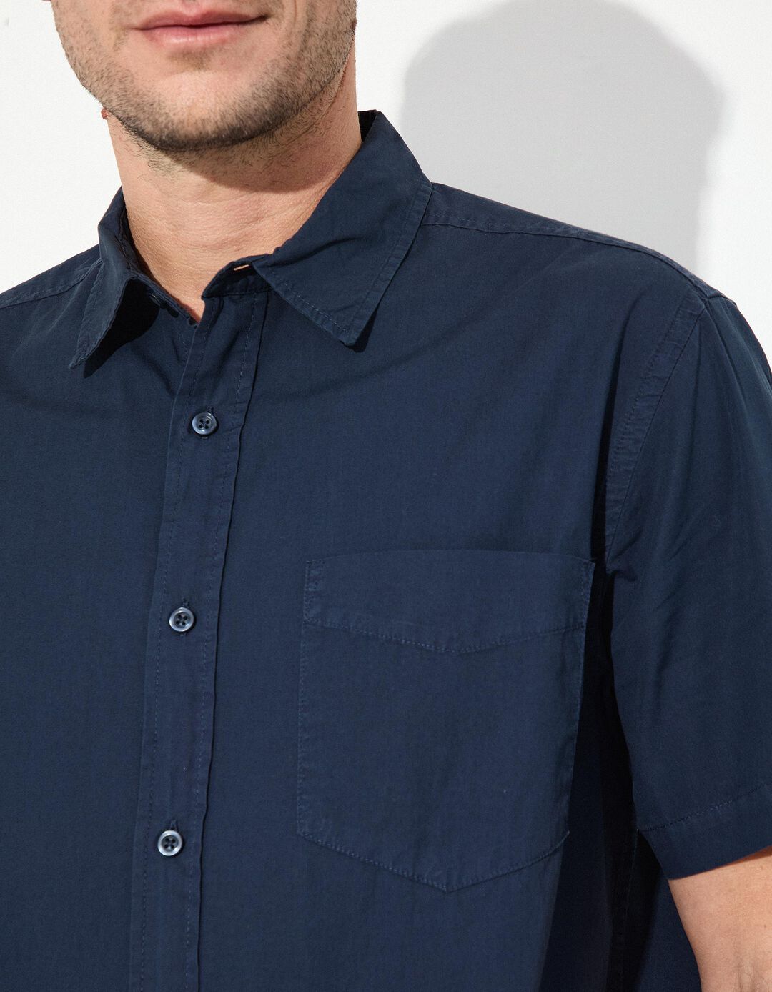 Camisa Manga Curta, Homem, Azul Escuro