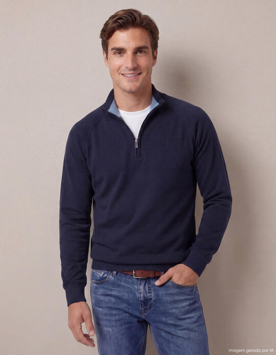 Comprar Online Camisola de Malha, Homem, Azul Escuro
