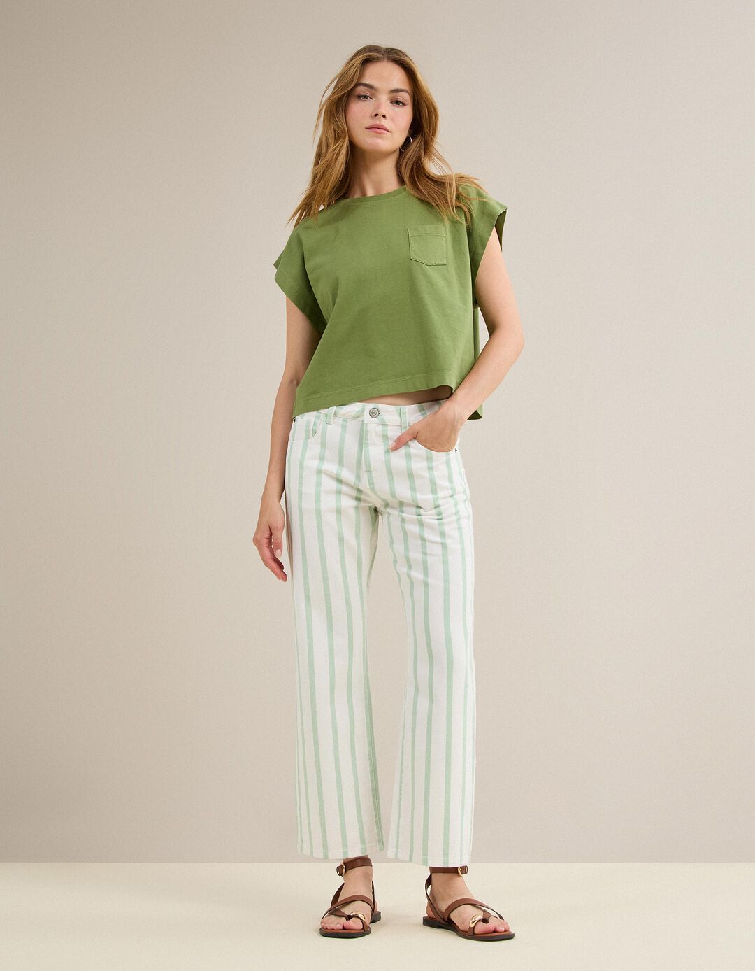 Cal&ccedil;as de Ganga 'Straight', Mulher, Verde Claro