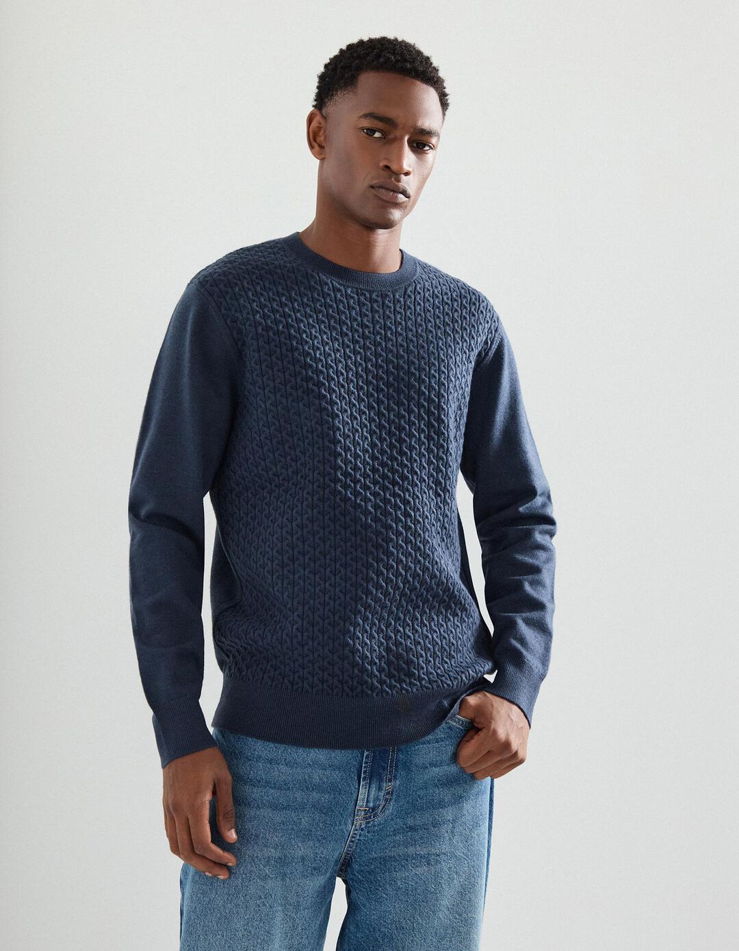 Camisola de Malha, Homem, Azul 