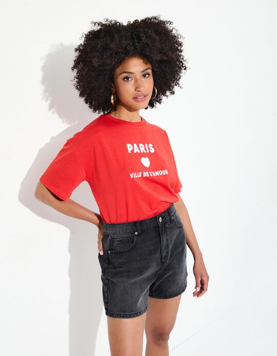 Comprar Online T-shirt Print, Mulher, Vermelho Claro 