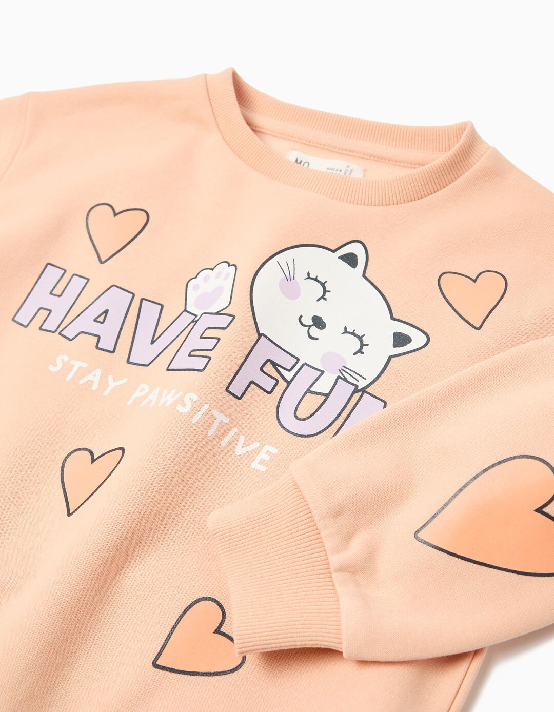 Sweatshirt de Felpa, Menina, Laranja Claro