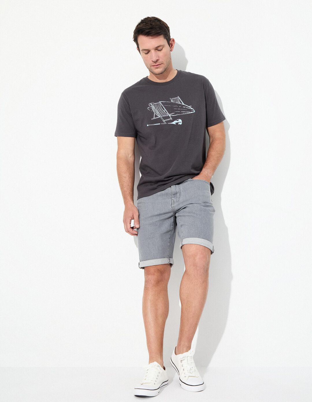 Calções de Ganga 'Slim fit', Homem, Cinzento Claro