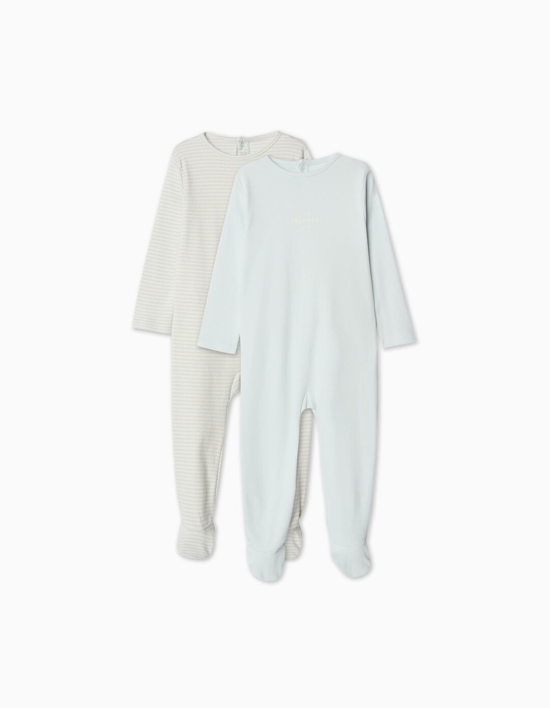 Pack 2 Babygrows Jersey, Bebé Menino, Azul Claro