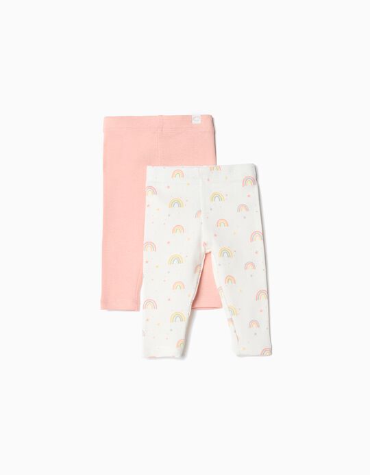Comprar Online Pack 2 Leggings, Recém-nascido, Rosa Claro/Bege