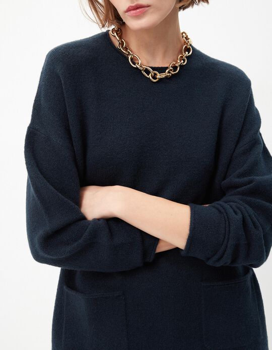 Comprar Online Camisola de Malha Bolsos, Mulher, Azul Escuro