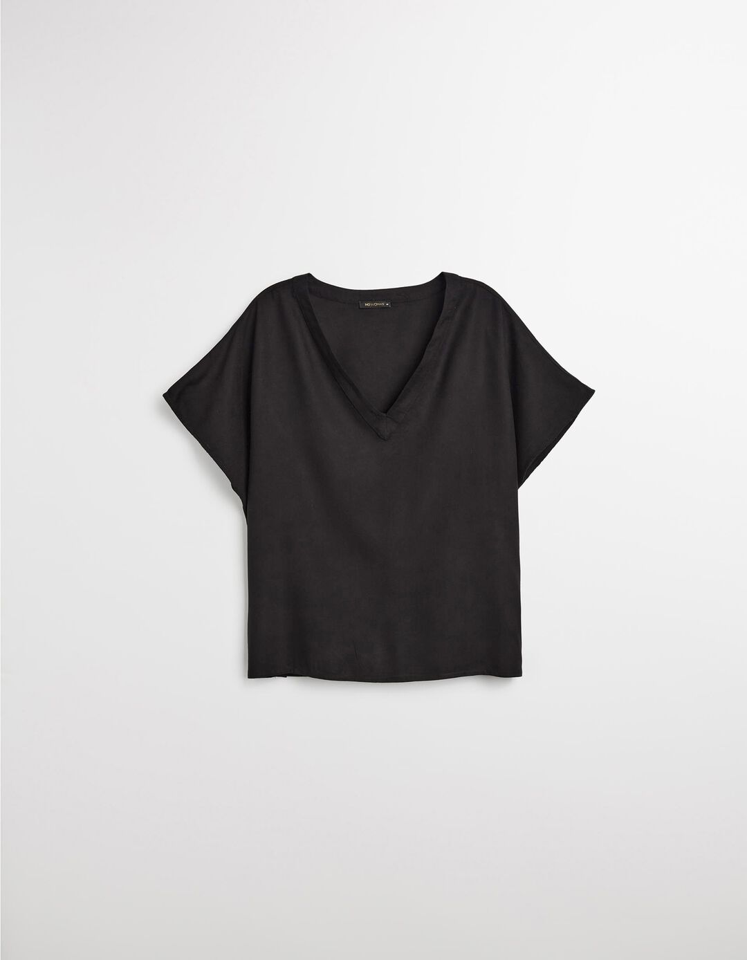 Blusa Decote em V, Mulher, Preto 