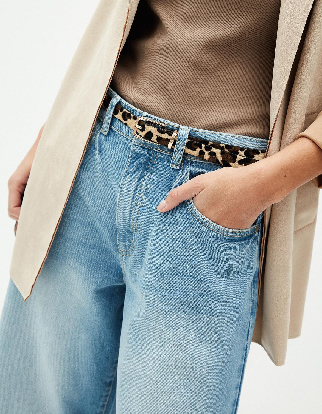 Blazer Efeito Camur&ccedil;a, Mulher, Bege Claro